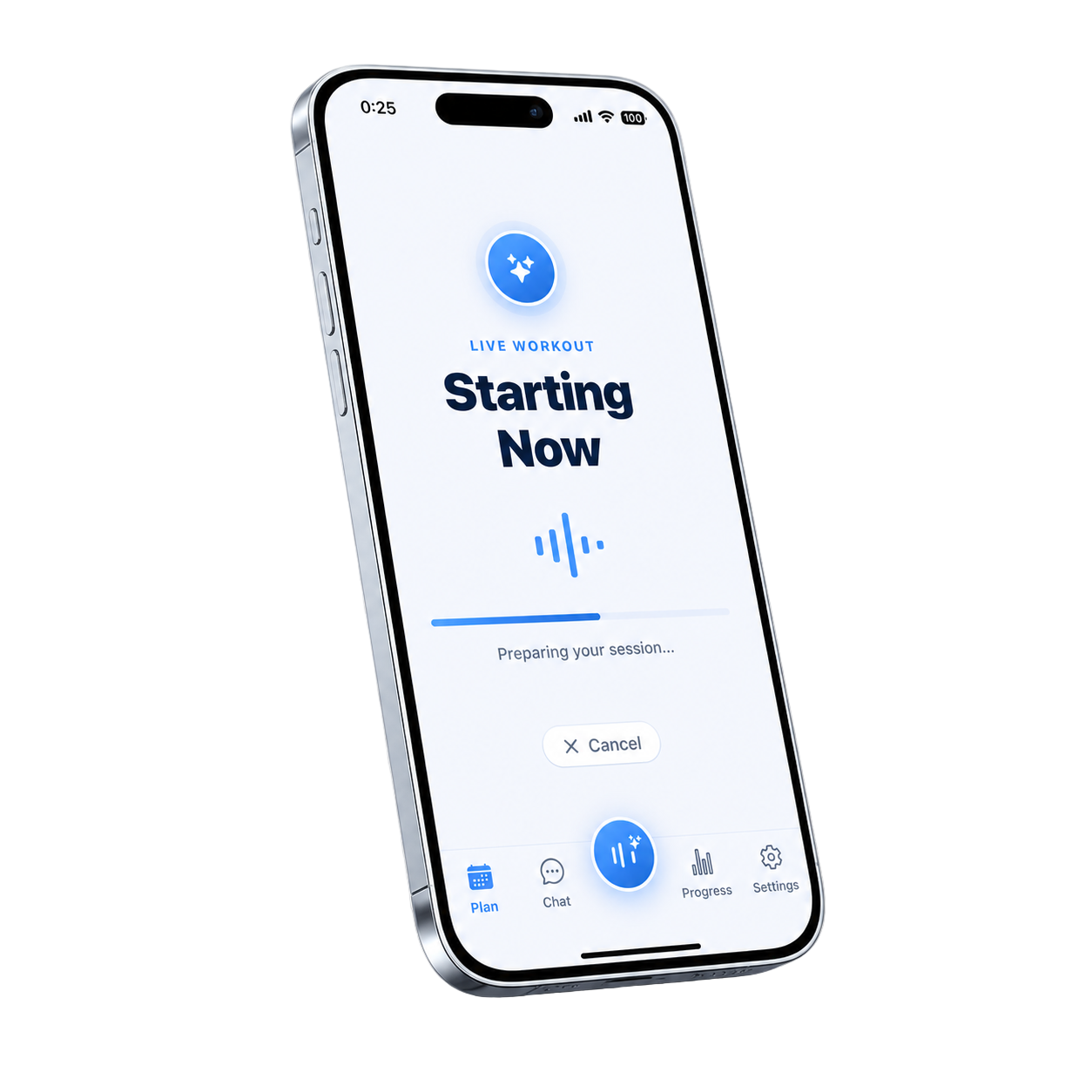 GymSync app — live workout starting